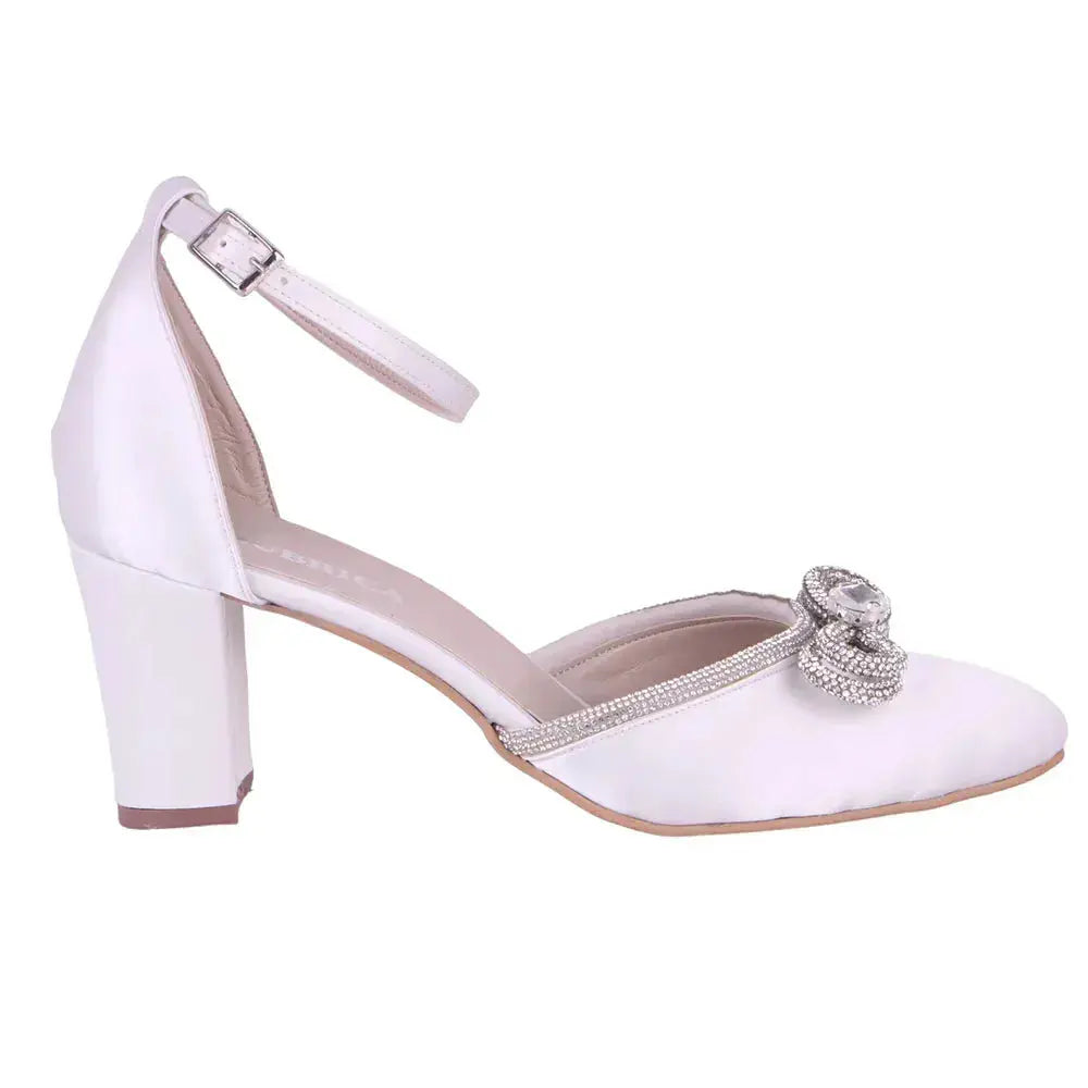 White Low Heel Bow Shoes for Women RA-032 image 4