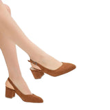 Brown Thick Heel Ankle Strap Dress Shoes MA-028 image 1