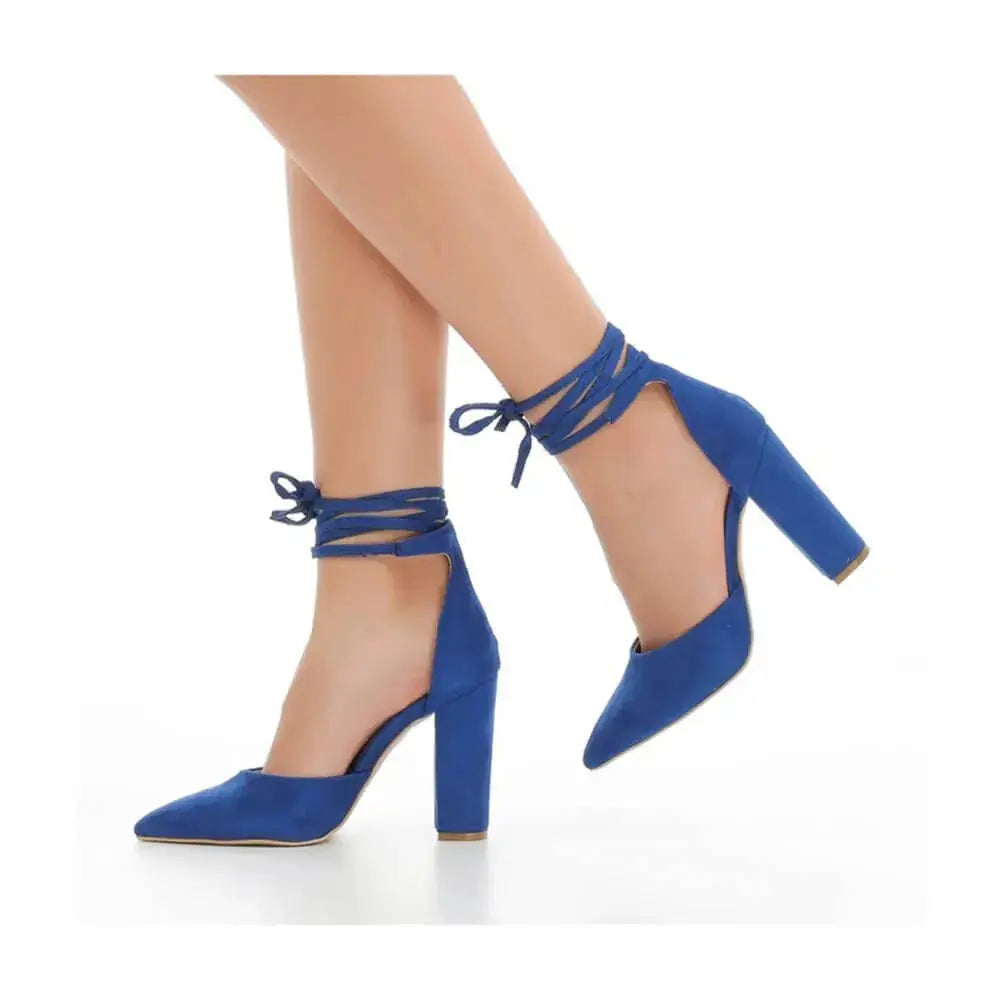 Blue Ankle Strap Heels for Women RA-040 image 3