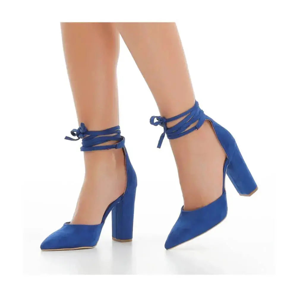 Blue Ankle Strap Heels for Women RA-040 image 1
