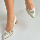 Pearl Rhinestone Low Heel Wedding Shoes RA-050 image 2