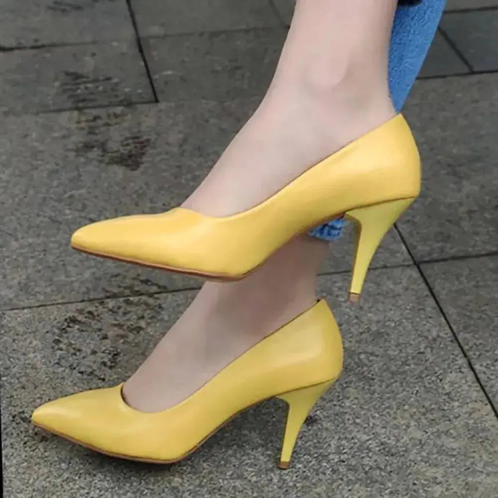 Yellow Low Heel Pumps for Women MA-017 image 0