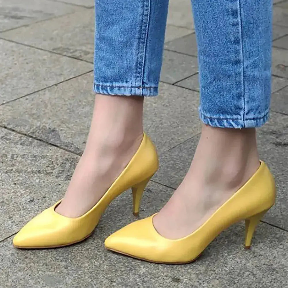 Yellow Low Heel Pumps for Women MA-017 image 6