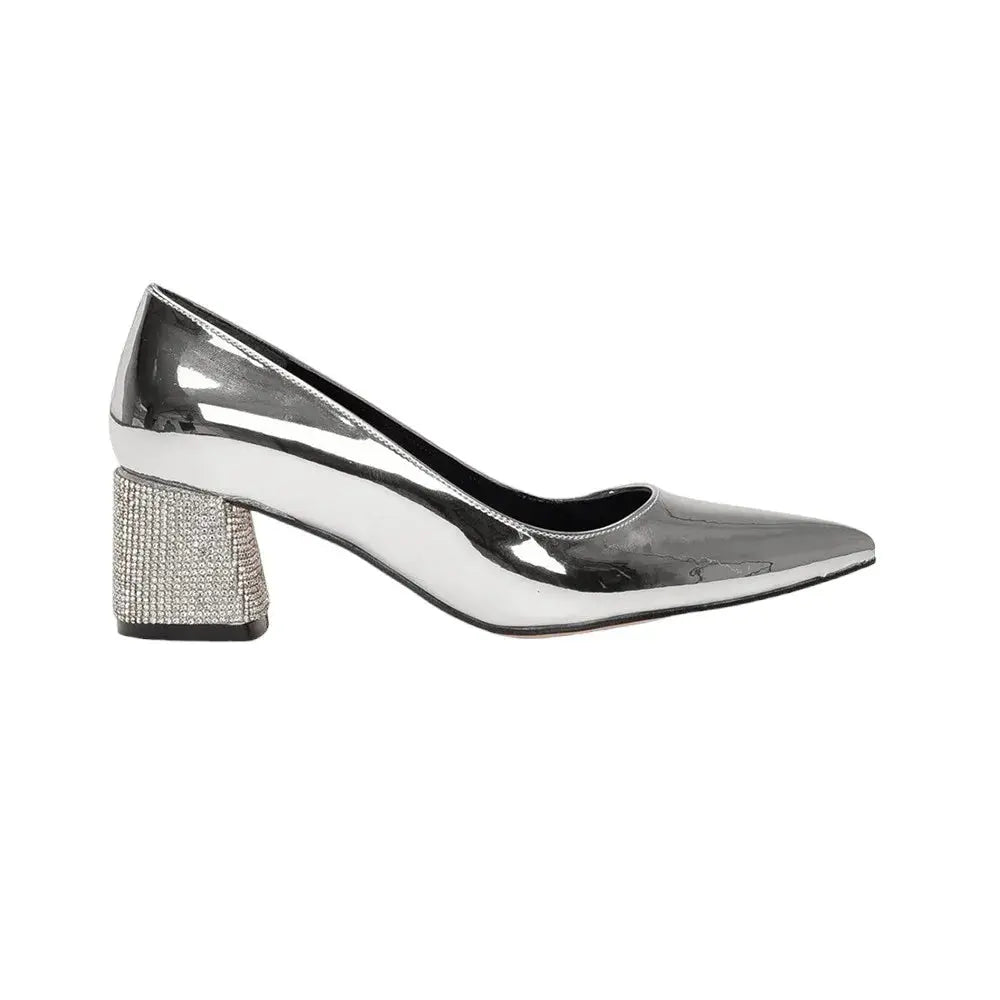 Silver Evening Low Heel Dress Shoes Women MA-048 image 4