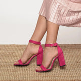 Pink Chunky Heel Ankle Strap Sandals MA-030 image 1