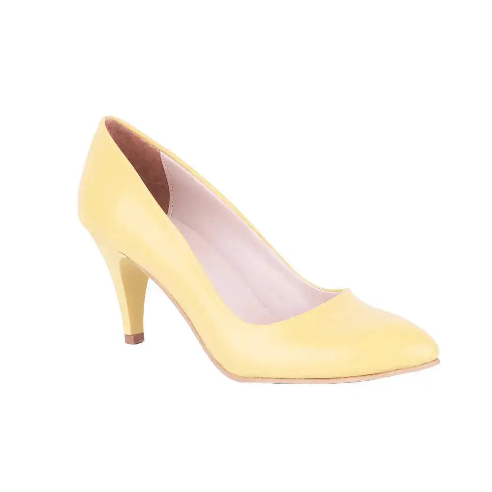 Yellow Low Heel Pumps for Women MA-017 image 3