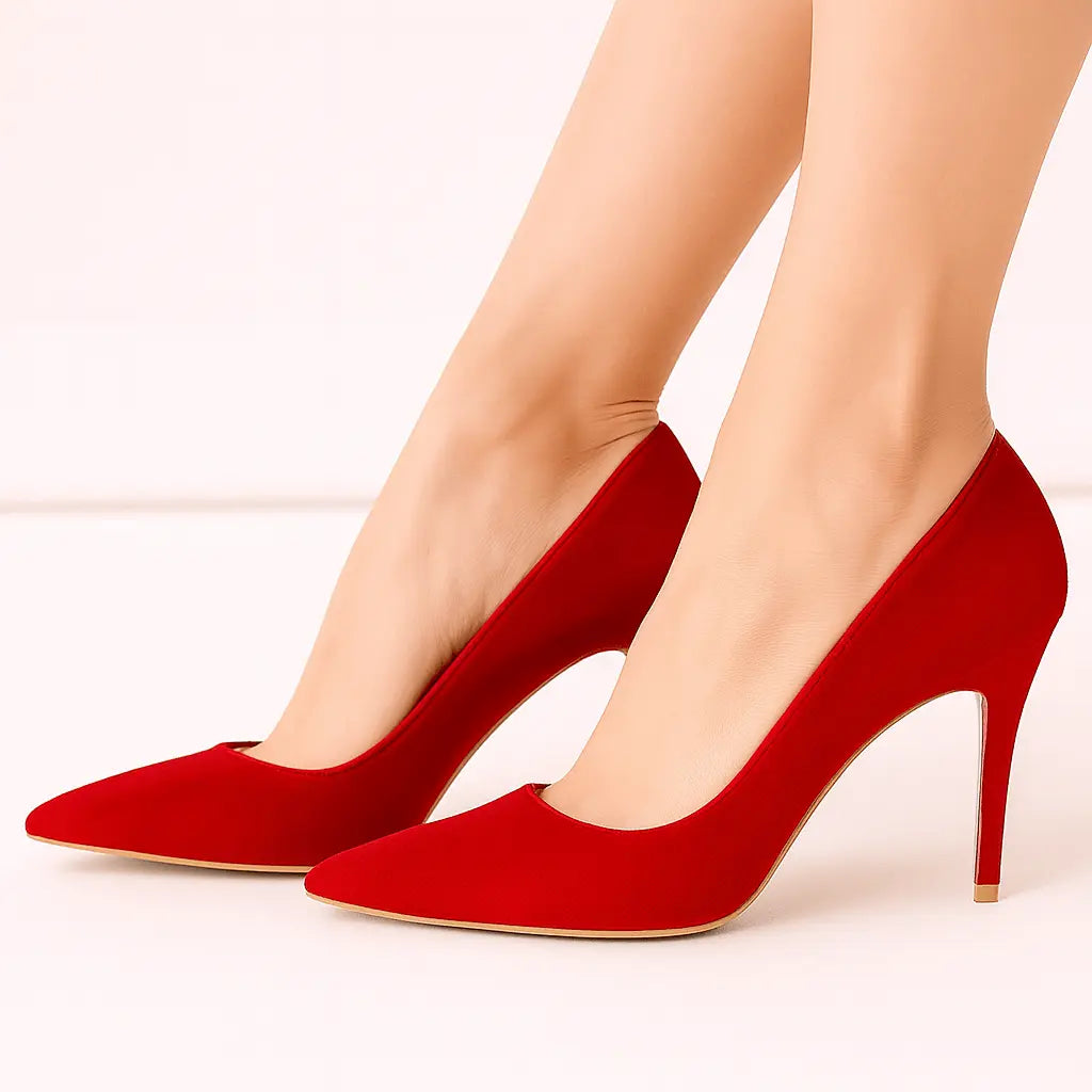 Kırmızı Süet Stiletto Topuklu Ayakkabı MA-021 RUBRICA