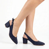 Lacivert Süet Bilekten Bağlamalı Kalın Topuklu Ayakkabı MA-028 RUBRICA 