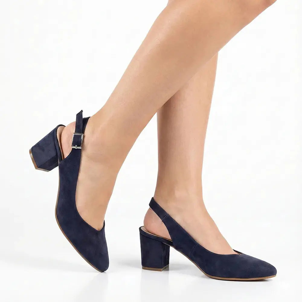 Lacivert Süet Bilekten Bağlamalı Kalın Topuklu Ayakkabı MA-028 RUBRICA 