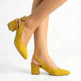 Hardal Süet Bilekten Bağlamalı Kalın Topuklu Ayakkabı MA-028 RUBRICA 