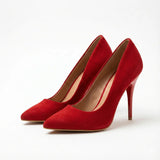 Kırmızı Süet Stiletto Topuklu Ayakkabı MA-021 RUBRICA