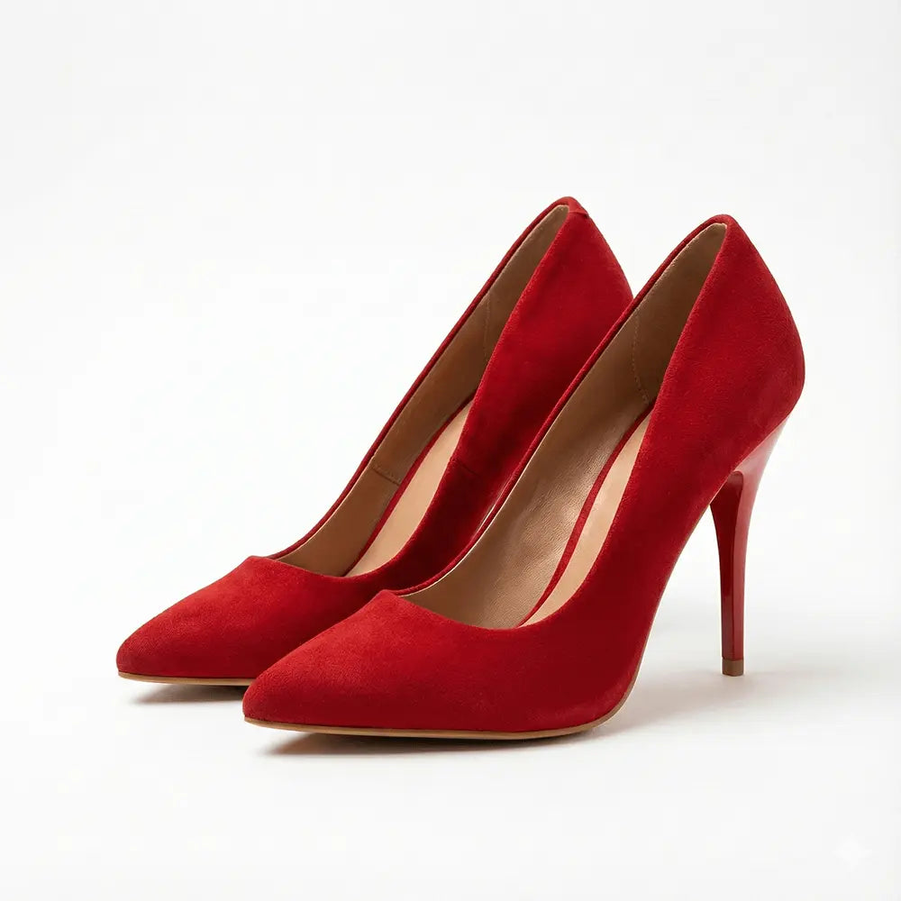 Kırmızı Süet Stiletto Topuklu Ayakkabı MA-021 RUBRICA