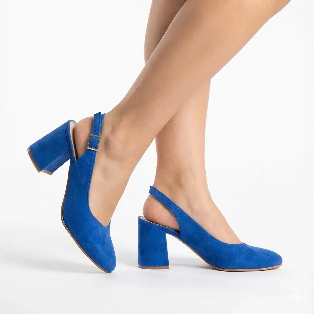 Saks Süet Bilekten Bağlamalı Kalın Topuklu Ayakkabı MA-028 RUBRICA 