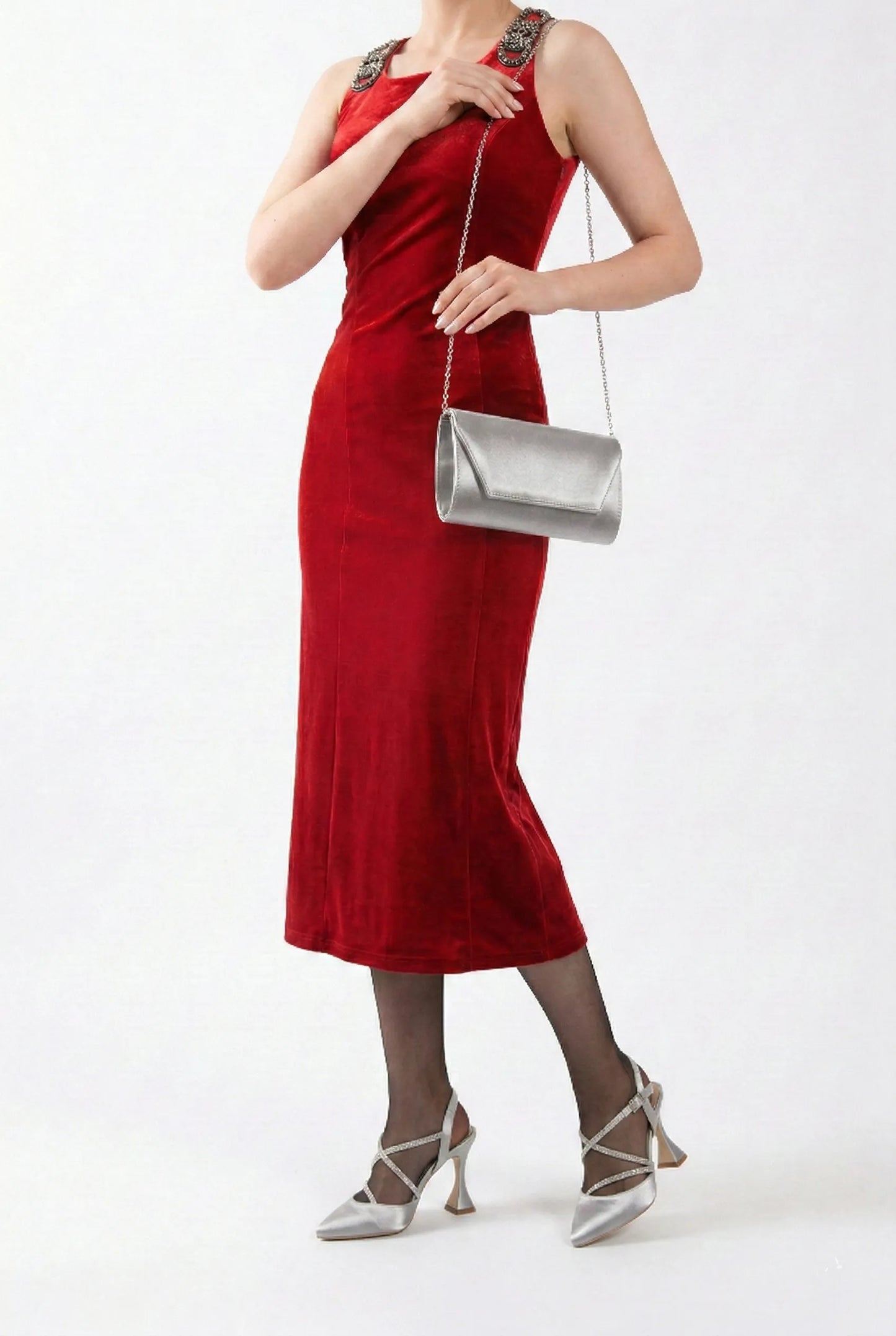 Gümüş Abiye Ayakkabı Çanta Takım RT-02