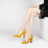 Hardal Krokodil Kadın Kalın Topuklu Ayakkabı MA-023 RUBRICA