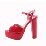 Kırmızı Rugan Kalın Topuklu Platform Gelin Ayakkabısı RA-027 RUBRICA 