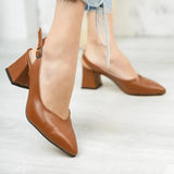 Taba Bilekten Bağlamalı Kalın Topuklu Ayakkabı MA-028