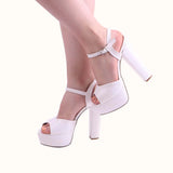 Beyaz Rugan Kalın Topuklu Platform Gelin Ayakkabısı RA-027 RUBRICA