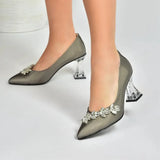 Platinum Rhinestone Low Heel Wedding Shoes RA-050 image 0