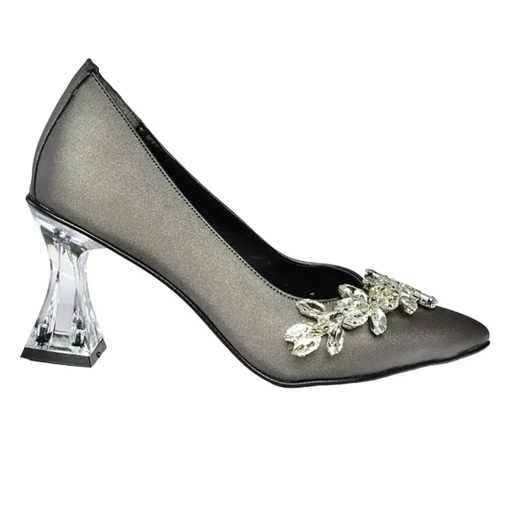 Platinum Rhinestone Low Heel Wedding Shoes RA-050 image 4