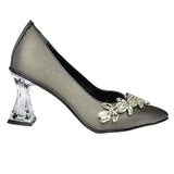 Platinum Rhinestone Low Heel Wedding Shoes RA-050 image 4