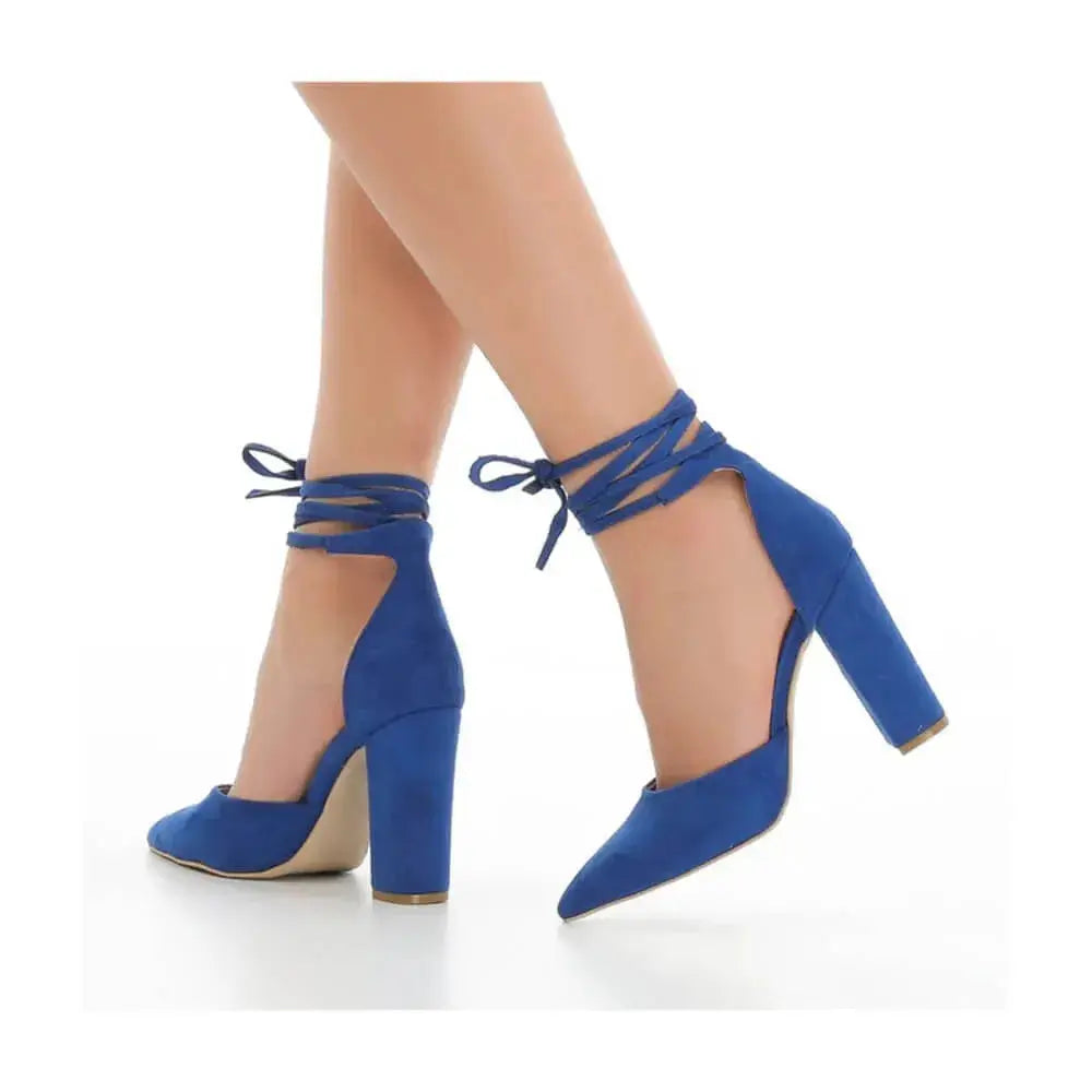 Blue Ankle Strap Heels for Women RA-040 image 0