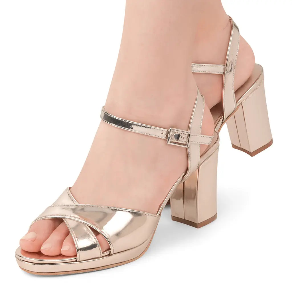 Altın Ayna Bilekten Bağlamalı Sandalet RA-160