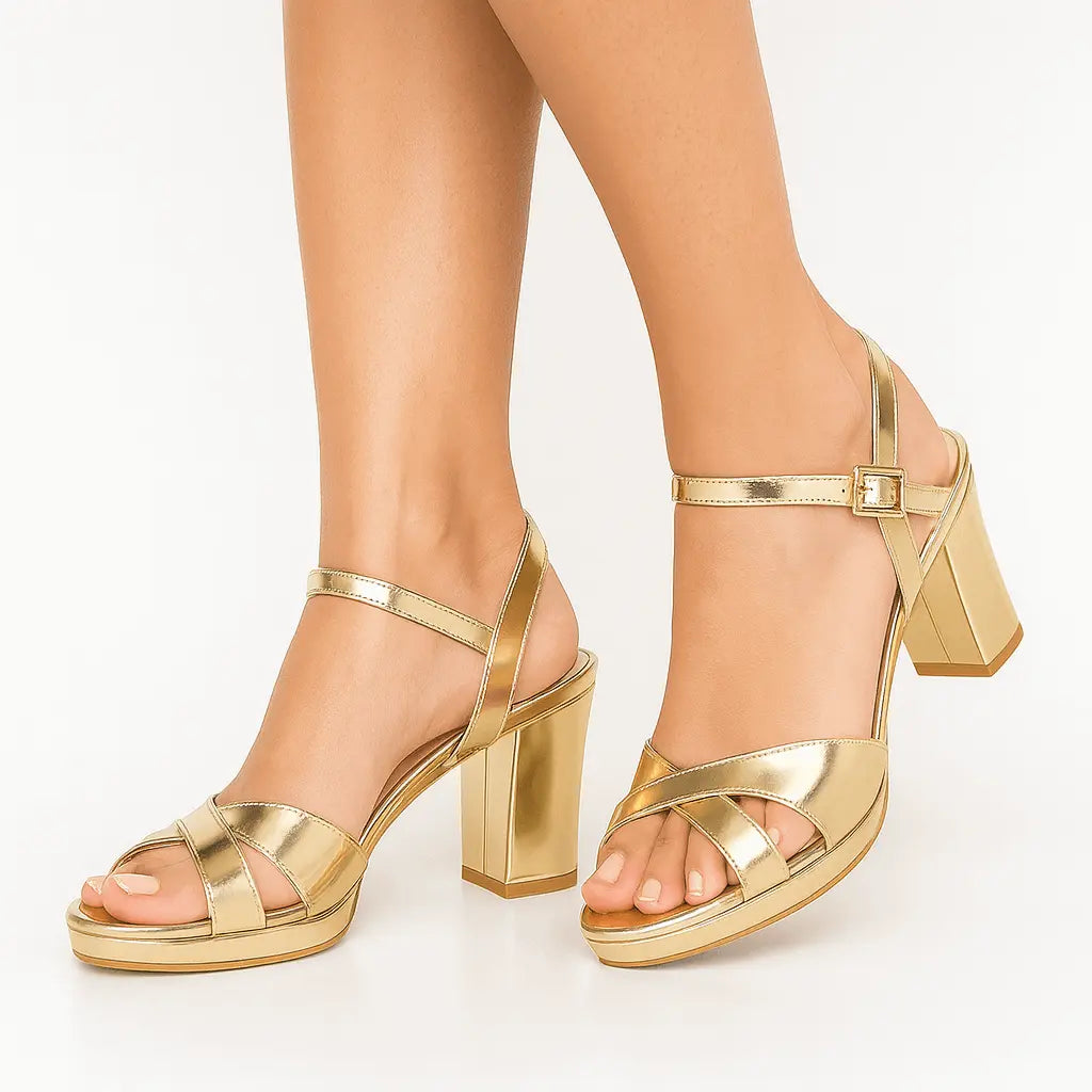 Altın Ayna Bilekten Bağlamalı Sandalet RA-160
