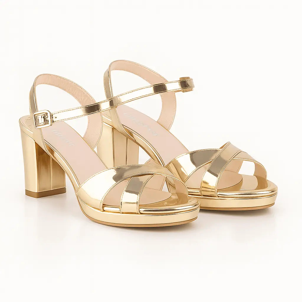 Altın Ayna Bilekten Bağlamalı Sandalet RA-160