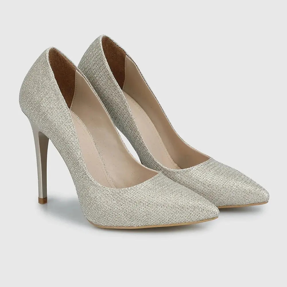 Altın Rengi Simli Topuklu Ayakkabı MA-021
