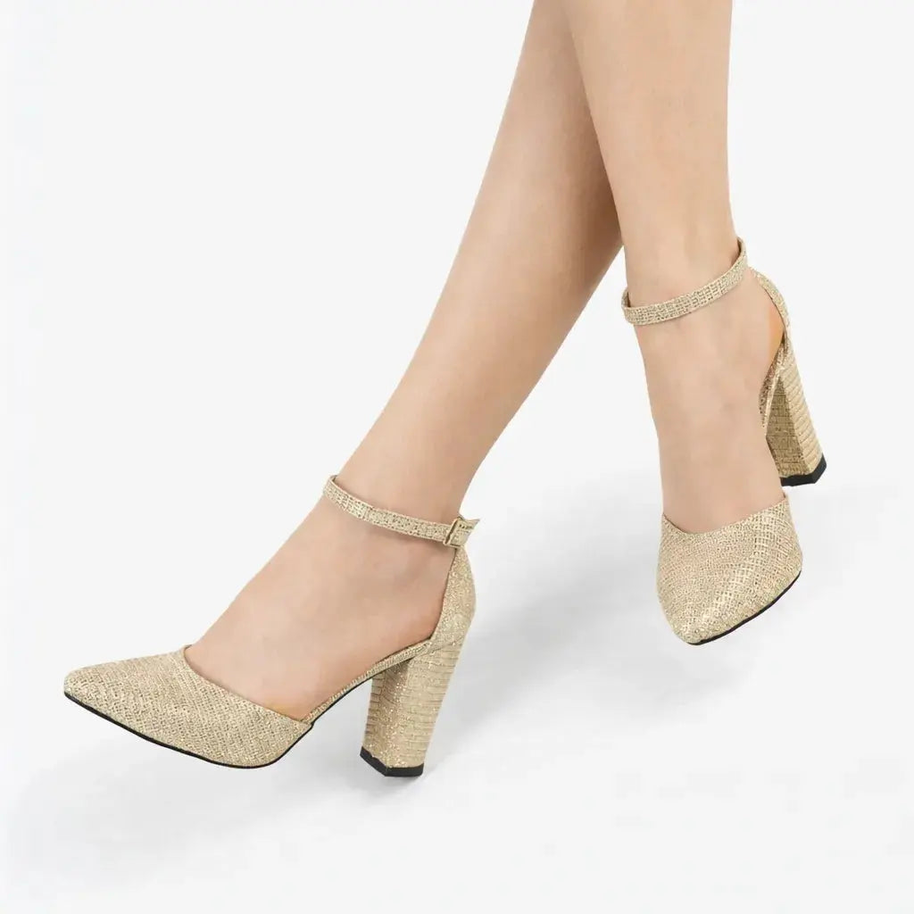 Altın Tek Bantlı Topuklu Ayakkabı RA-062