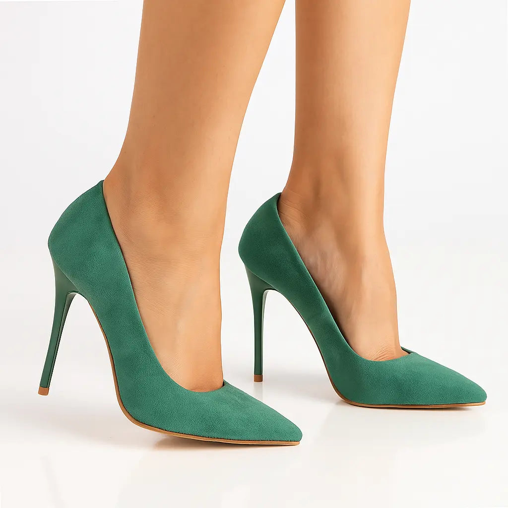 Yeşil Süet Stiletto Topuklu Ayakkabı MA-021 RUBRICA