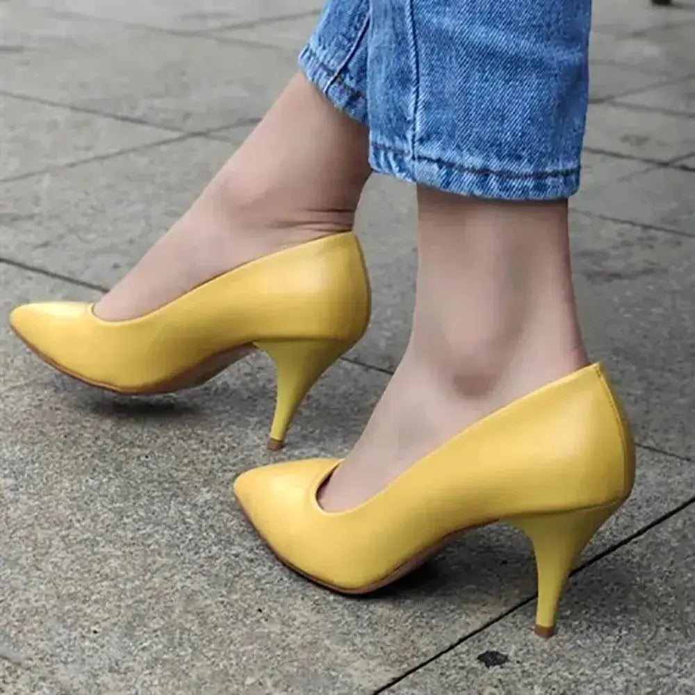Yellow Low Heel Pumps for Women MA-017 image 5