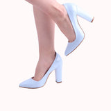 Bebe Mavi Rugan Kadın Kalın Topuklu Ayakkabı MA-023