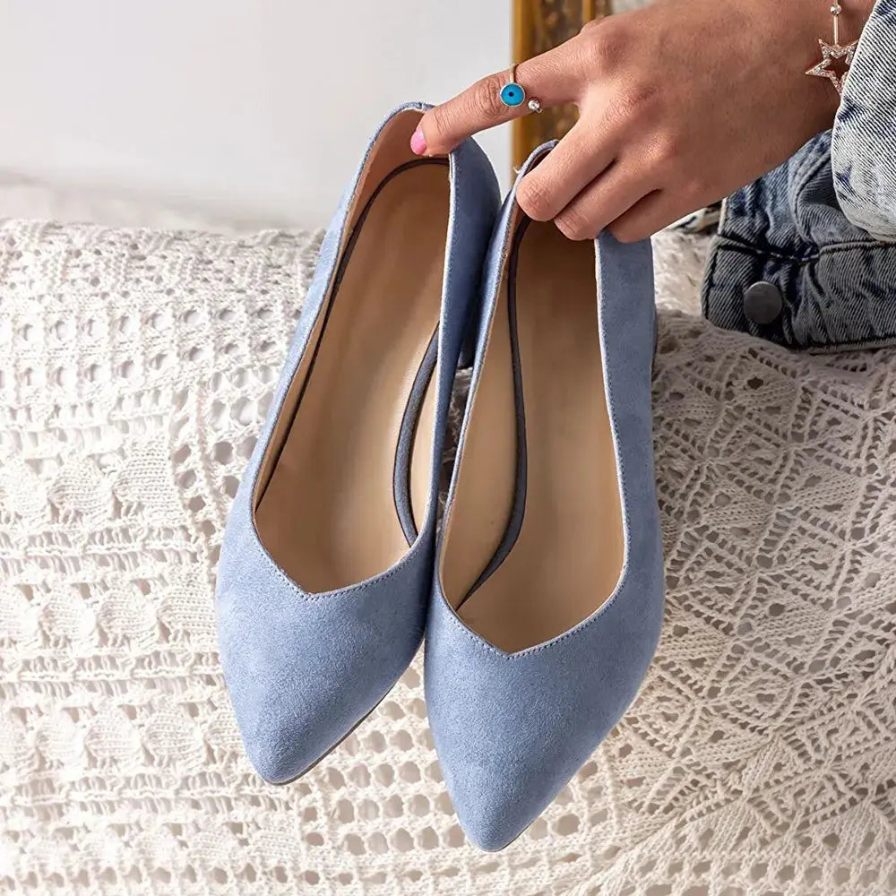 Bebe Mavi Süet Alçak Topuklu Ayakkabı RA-162