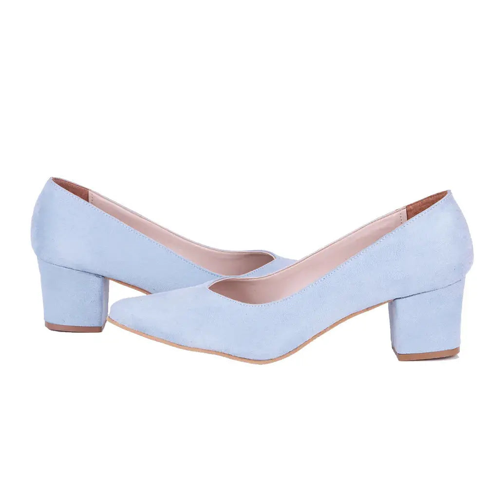 Bebe Mavi Süet Alçak Topuklu Ayakkabı RA-162