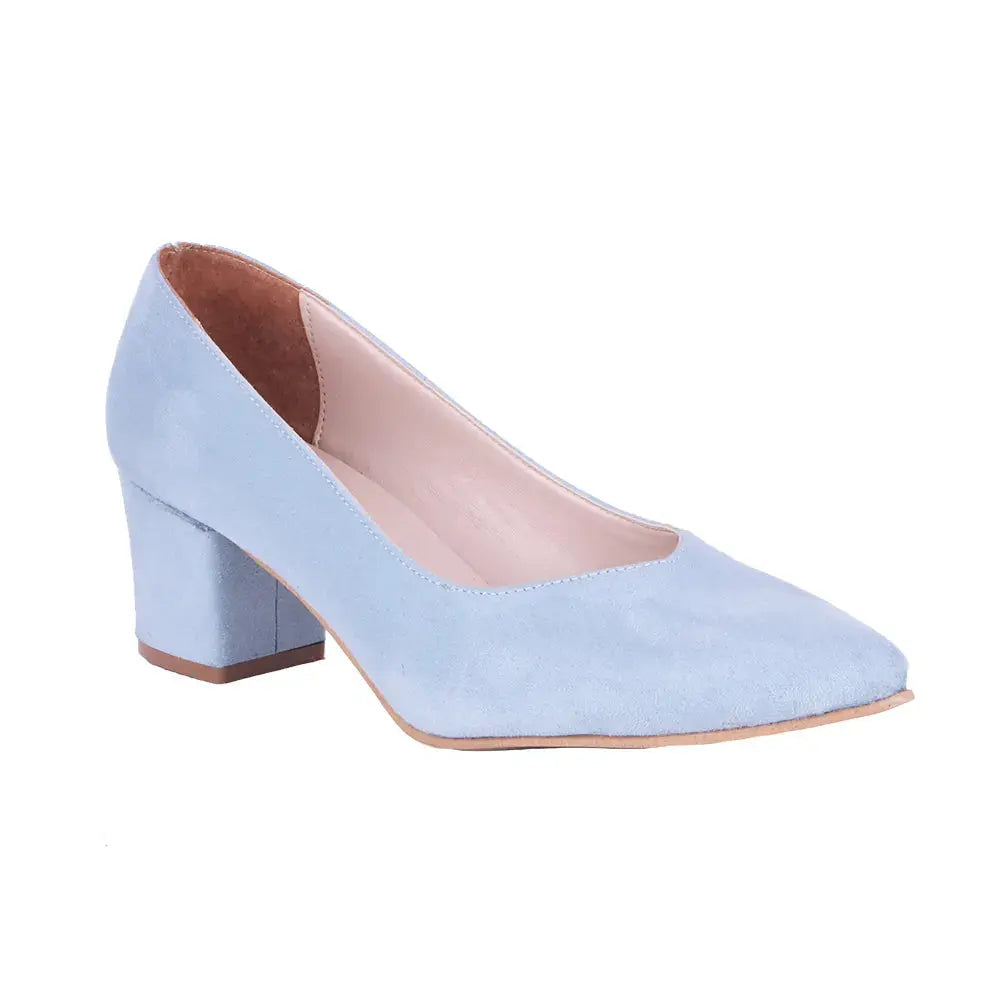 Bebe Mavi Süet Alçak Topuklu Ayakkabı RA-162