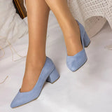 Bebe Mavi Süet Alçak Topuklu Ayakkabı RA-162