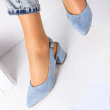 Bebe Mavi Süet Bilekten Bağlamalı Kalın Topuklu Ayakkabı MA-028