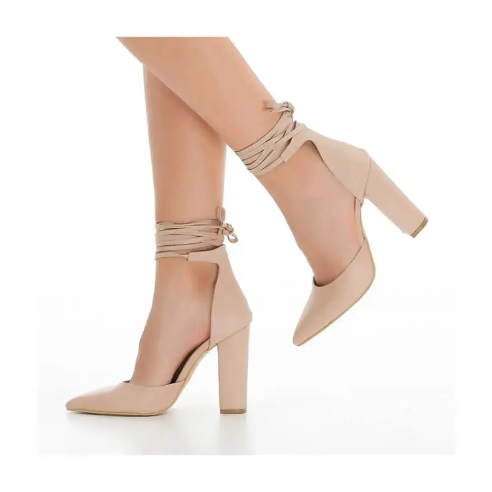 Bej İpli Topuklu Ayakkabı RA-040