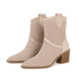 Bej Kadın Yazlık Delikli Topuklu Bot RA-8012 RUBRICA 