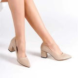 Bej Süet Kısa Topuklu Ayakkabı MA-024