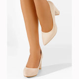 Bej Süet Kısa Topuklu Ayakkabı MA-024