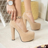 Bej Süet Platform Topuklu Ayakkabı RA-304