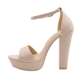 Bej Süet Platform Yüksek Topuklu Ayakkabı RA-157