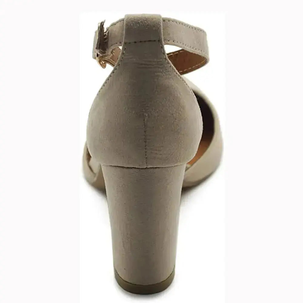 Bej Süet Tek Bantlı Topuklu Ayakkabı RA-062