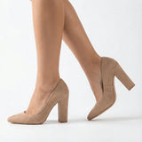 Bej Süet Topuklu Ayakkabı Çanta Set RA-023