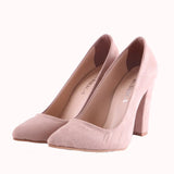 Bej Süet Topuklu Ayakkabı Çanta Set RA-023