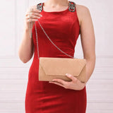 Bej Süet Zincirli Abiye Çanta SH-01 RUBRICA 