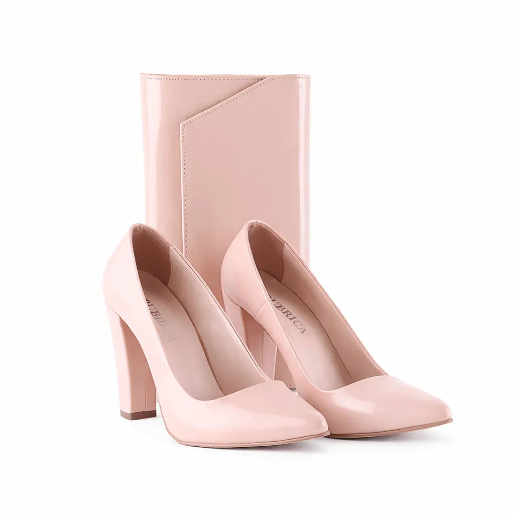 Bej Topuklu Ayakkabı Çanta Set RA-023 RUBRICA 